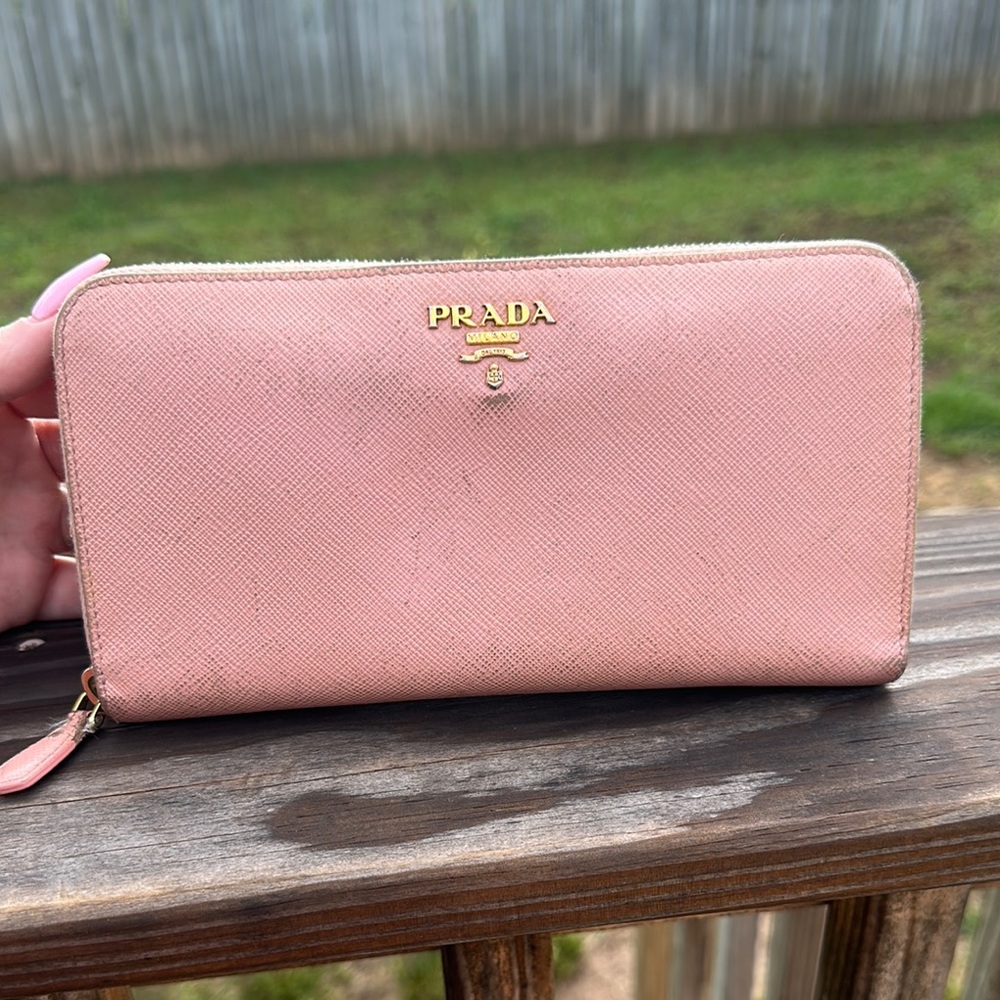 Prada Pink Saffiano Leather Wallet